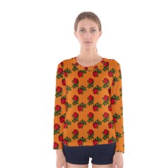 Red Roses Orange Women s Long Sleeve Tee