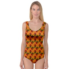 Red Roses Orange Princess Tank Leotard 