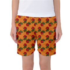 Red Roses Orange Women s Basketball Shorts