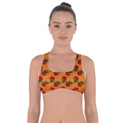 Red Roses Orange Got No Strings Sports Bra