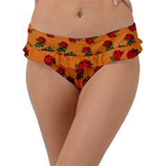 Red Roses Orange Frill Bikini Bottom