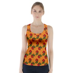 Red Roses Orange Racer Back Sports Top