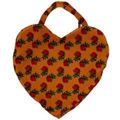 Red Roses Orange Giant Heart Shaped Tote