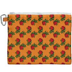 Red Roses Orange Canvas Cosmetic Bag (XXXL)