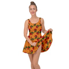 Red Roses Orange Inside Out Casual Dress