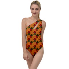 Red Roses Orange To One Side Swimsuit