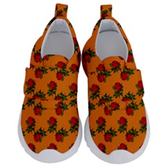 Red Roses Orange Kids  Velcro No Lace Shoes