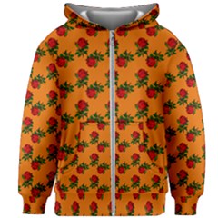 Red Roses Orange Kids  Zipper Hoodie Without Drawstring