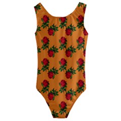 Red Roses Orange Kids  Cut-Out Back One Piece Swimsuit