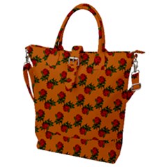 Red Roses Orange Buckle Top Tote Bag