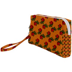 Red Roses Orange Wristlet Pouch Bag (Small)