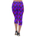 Red Roses Blue Purple Lightweight Velour Capri Leggings  View2