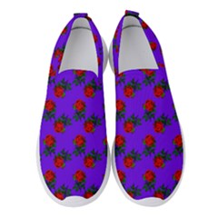 Red Roses Blue Purple Women s Slip On Sneakers by snowwhitegirl