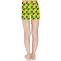 Red Roses Lime Green Kids  Sports Shorts View2