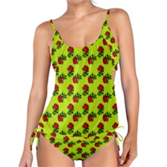 Red Roses Lime Green Tankini Set by snowwhitegirl