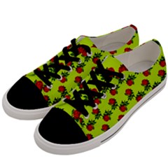 Red Roses Lime Green Men s Low Top Canvas Sneakers by snowwhitegirl