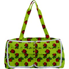 Red Roses Lime Green Multi Function Bag by snowwhitegirl