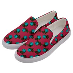 Blue Roses Pink Men s Canvas Slip Ons by snowwhitegirl