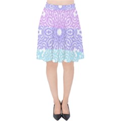 Vintage Pastel Mandala White Velvet High Waist Skirt by snowwhitegirl