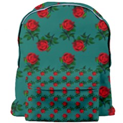 Red Roses Teal Green Giant Full Print Backpack by snowwhitegirl