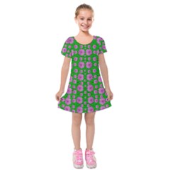 Bloom In Peace And Love Kids  Short Sleeve Velvet Dress by pepitasart