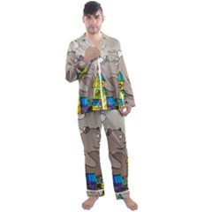 Kids Drawing Children Artwork Art Men s Satin Pajamas Long Pants Set