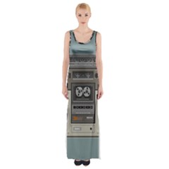 Radio Cassette Speaker Sound Audio Thigh Split Maxi Dress by Simbadda