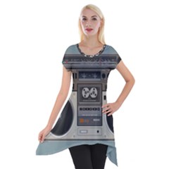 Radio Cassette Speaker Sound Audio Short Sleeve Side Drop Tunic by Simbadda