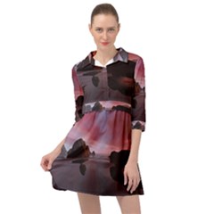 Rocks Sky Landscape Sea Wave Mini Skater Shirt Dress by Simbadda