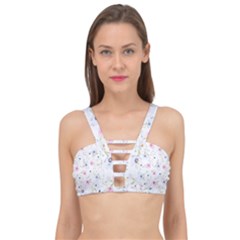 Floral Pattern Background Cage Up Bikini Top by Simbadda