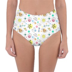 Summer Pattern Design Colorful Reversible High-waist Bikini Bottoms by Simbadda