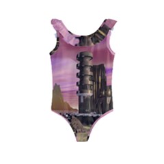 Planet Rocks City Base Fiction Kids  Frill Swimsuit by Simbadda