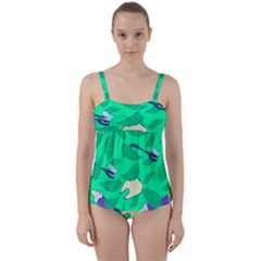 Pattern Seamless Background Desktop Twist Front Tankini Set by Simbadda