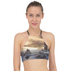 Planet Moon Rocks City Fiction Racer Front Bikini Top by Simbadda