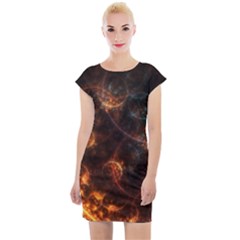 Fractal Pattern Background Space Cap Sleeve Bodycon Dress by Simbadda