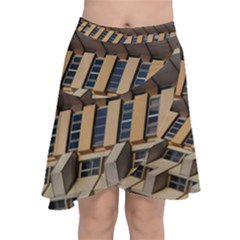 Architecture Geometry Chiffon Wrap Front Skirt