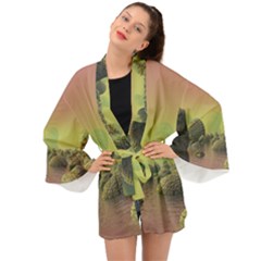 Planet Water Sea Landscape Space Long Sleeve Kimono by Simbadda