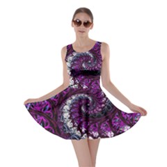 Fractal Background Swirl Art Skull Skater Dress