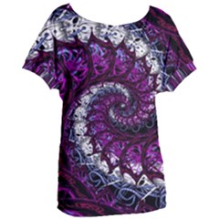 Fractal Background Swirl Art Skull Women s Oversized Tee