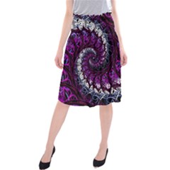 Fractal Background Swirl Art Skull Midi Beach Skirt