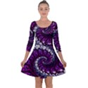 Fractal Background Swirl Art Skull Quarter Sleeve Skater Dress View1