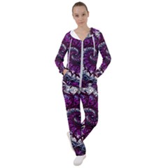 Fractal Background Swirl Art Skull Women s Tracksuit