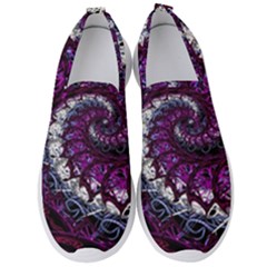 Fractal Background Swirl Art Skull Men s Slip On Sneakers