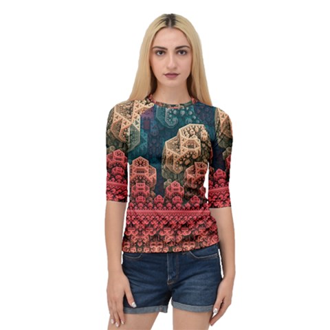 Fractals 3d Graphics Designs Quarter Sleeve Raglan Tee by Simbadda