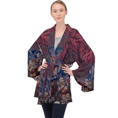 Fractals 3d Graphics Designs Long Sleeve Velvet Kimono 