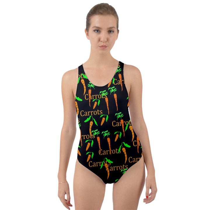 Carrots Pattern Cut-Out Back One Piece Swimsuit