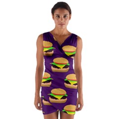 Burger Pattern Wrap Front Bodycon Dress by bloomingvinedesign