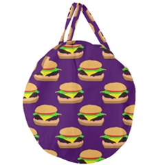 Burger Pattern Giant Round Zipper Tote by bloomingvinedesign