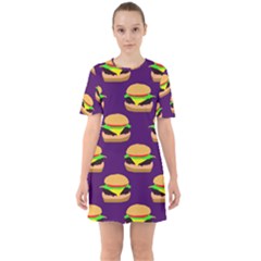 Burger Pattern Sixties Short Sleeve Mini Dress by bloomingvinedesign