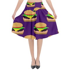 Burger Pattern Flared Midi Skirt by bloomingvinedesign